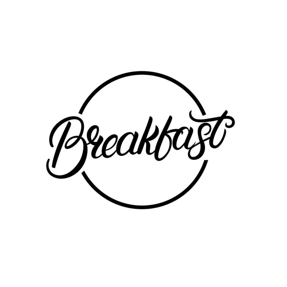 prima colazione mano disegnato lettering logo, etichetta, emblema, cartello. moderno spazzola calligrafia. Vintage ▾ retrò stile. vettore illustrazione.