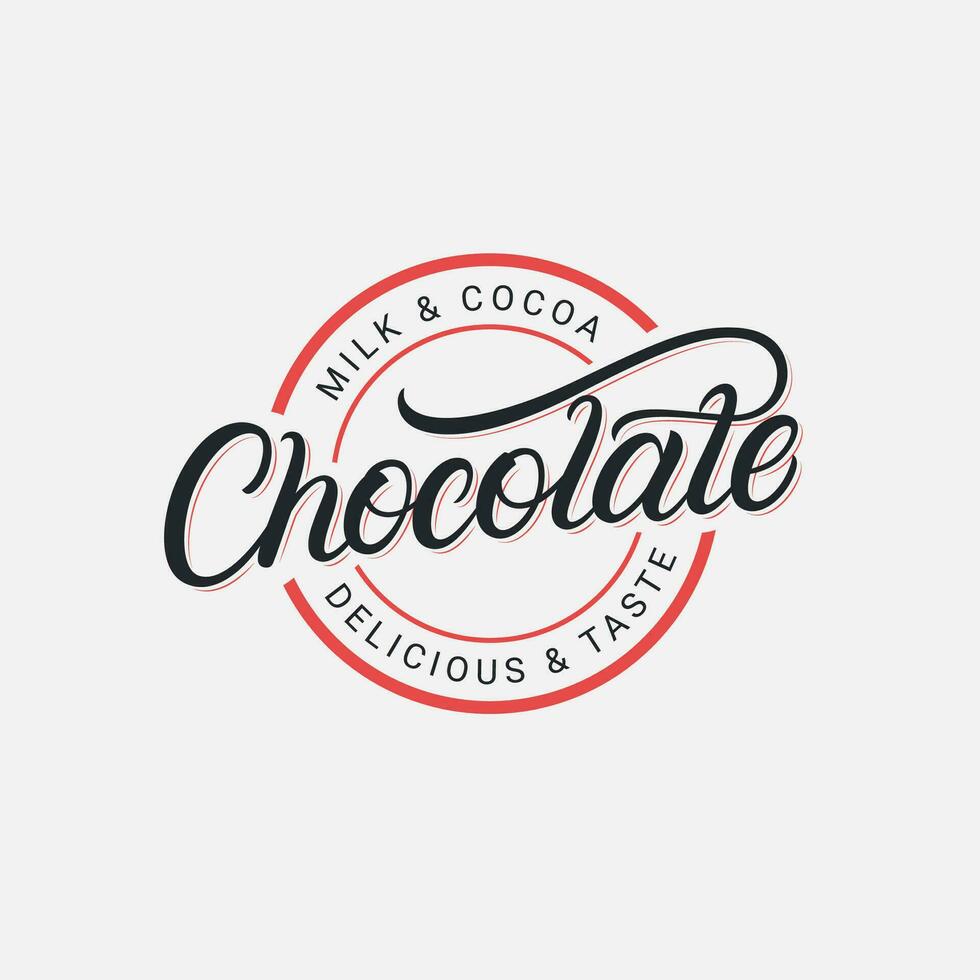 cioccolato mano scritto lettering logo, etichetta, distintivo, cartello, emblema. moderno spazzola calligrafia. Vintage ▾ retrò stile. vettore illustrazione.