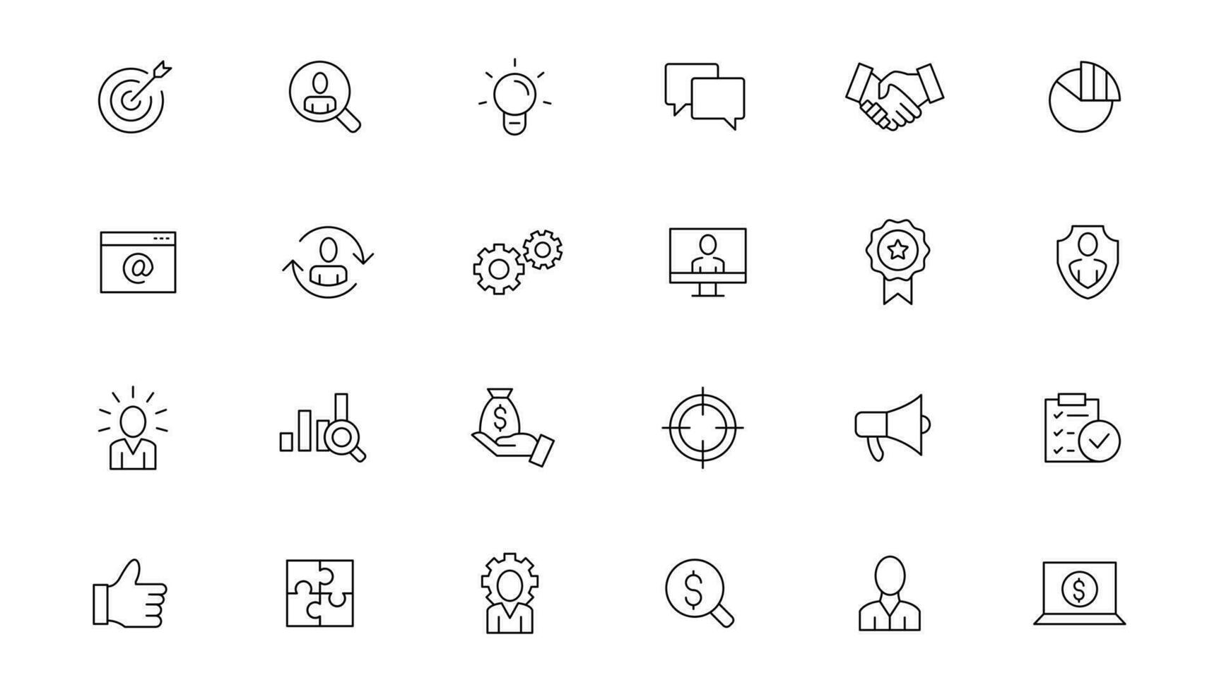 attività commerciale e gestione linea icone impostare. gestione icona collezione. vettore illustratore