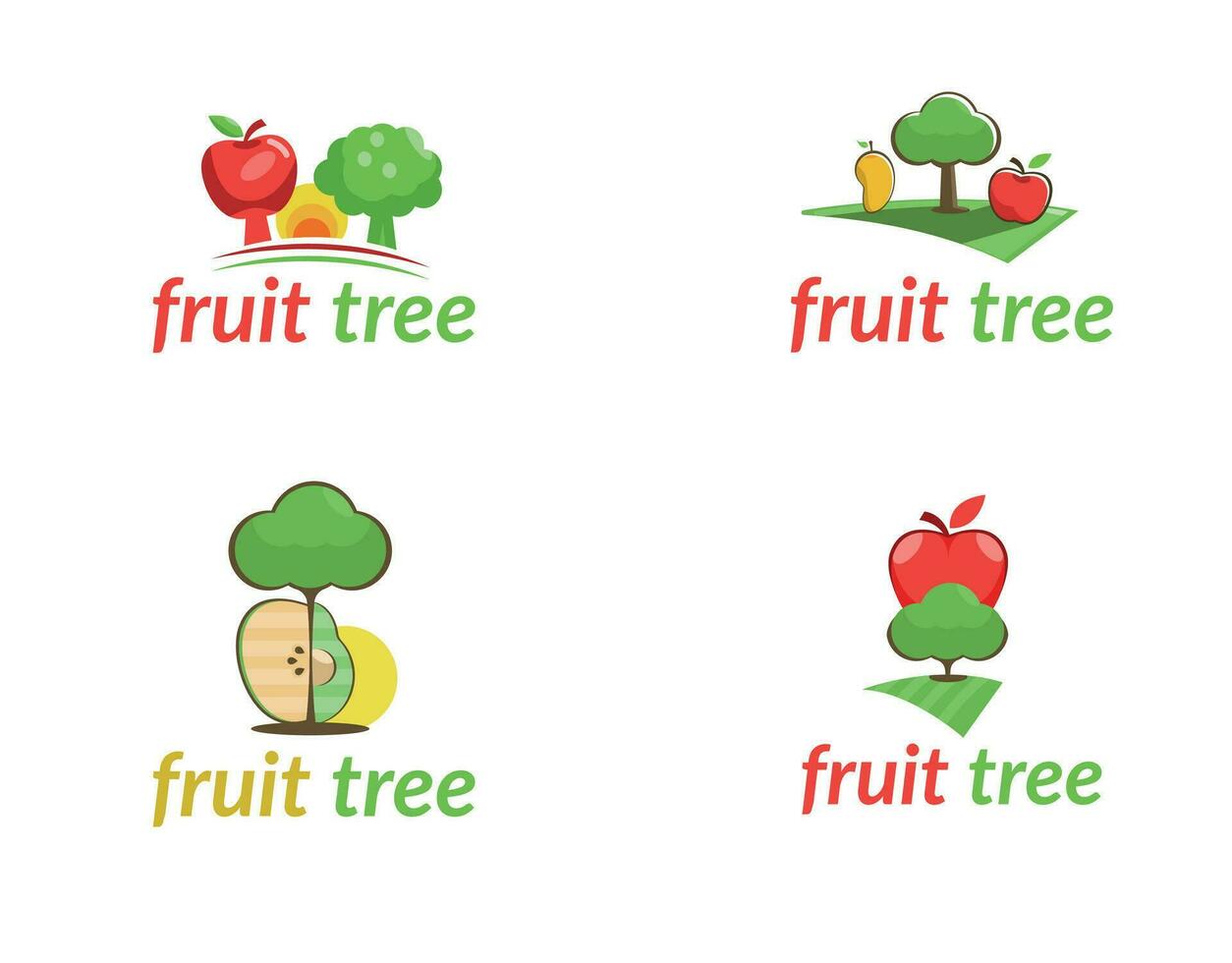 collezione di albero frutta logo design e vettore - asilo vettori - asilo logo - asilo vettori - asilo loghi - frutta terra vettore