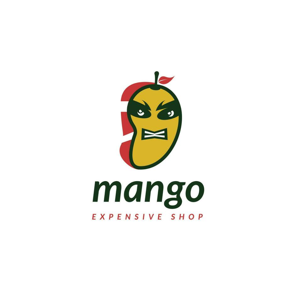 Mango portafortuna personaggio logo design - inflazione vettori - arrabbiato Mango vettore , Mango giorno - costoso frutta -