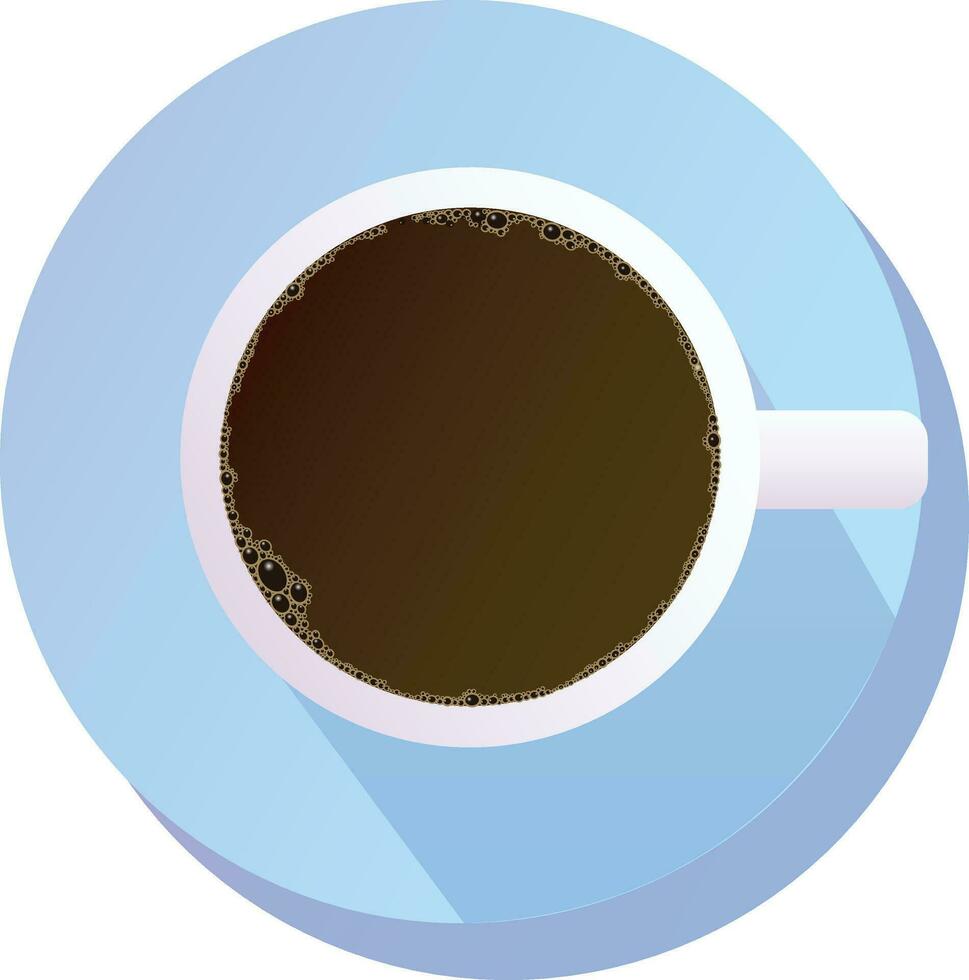 caffè tazza superiore Visualizza isolato su blu sfondo, caffè tazza illustrazione, bicchiere caffè tazza icona, caffè boccale bianca, caffè tazza piatto Immagine vettore