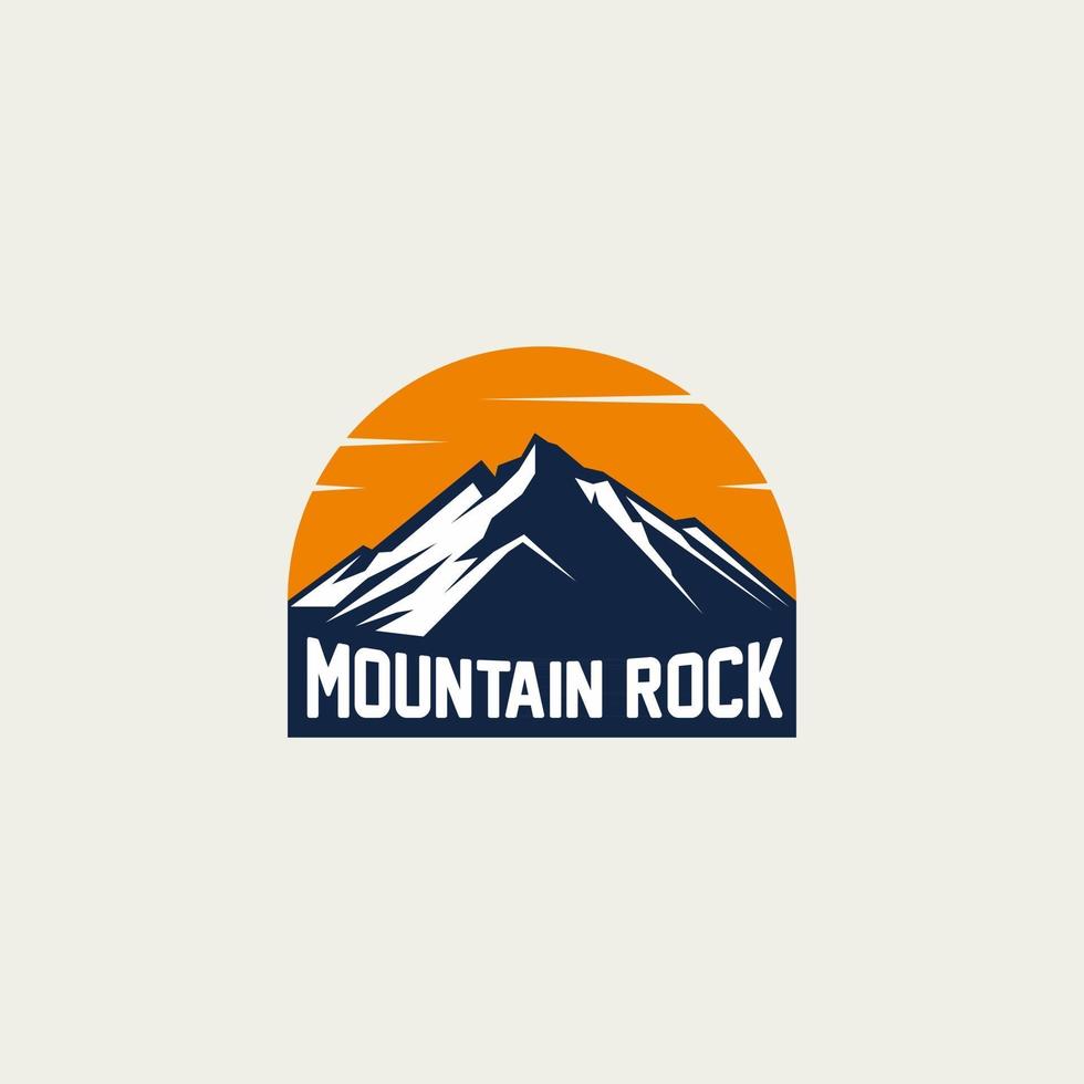 paesaggio minimalista montagna con luna o sole vector logo design modello moderno