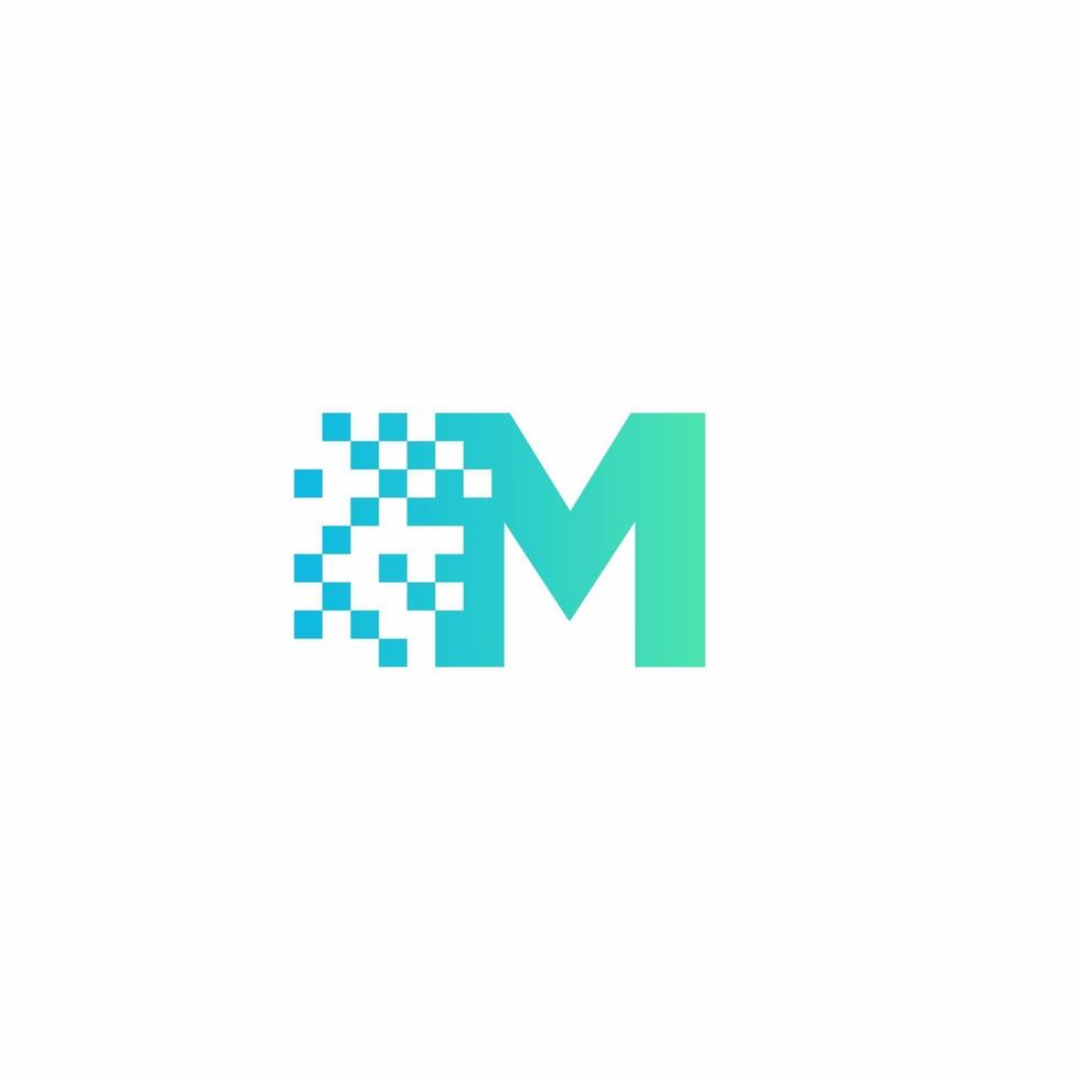 modello moderno di design del logo pixel lettera m vettore