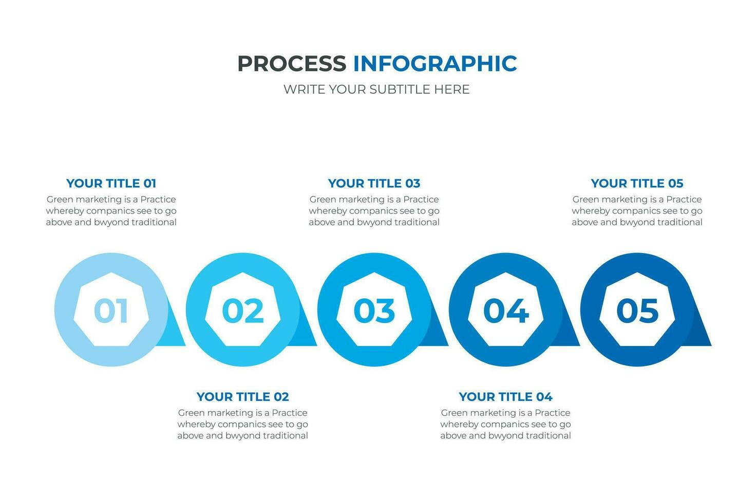 cerchio flusso grafico 5 passo Infografica design vettore