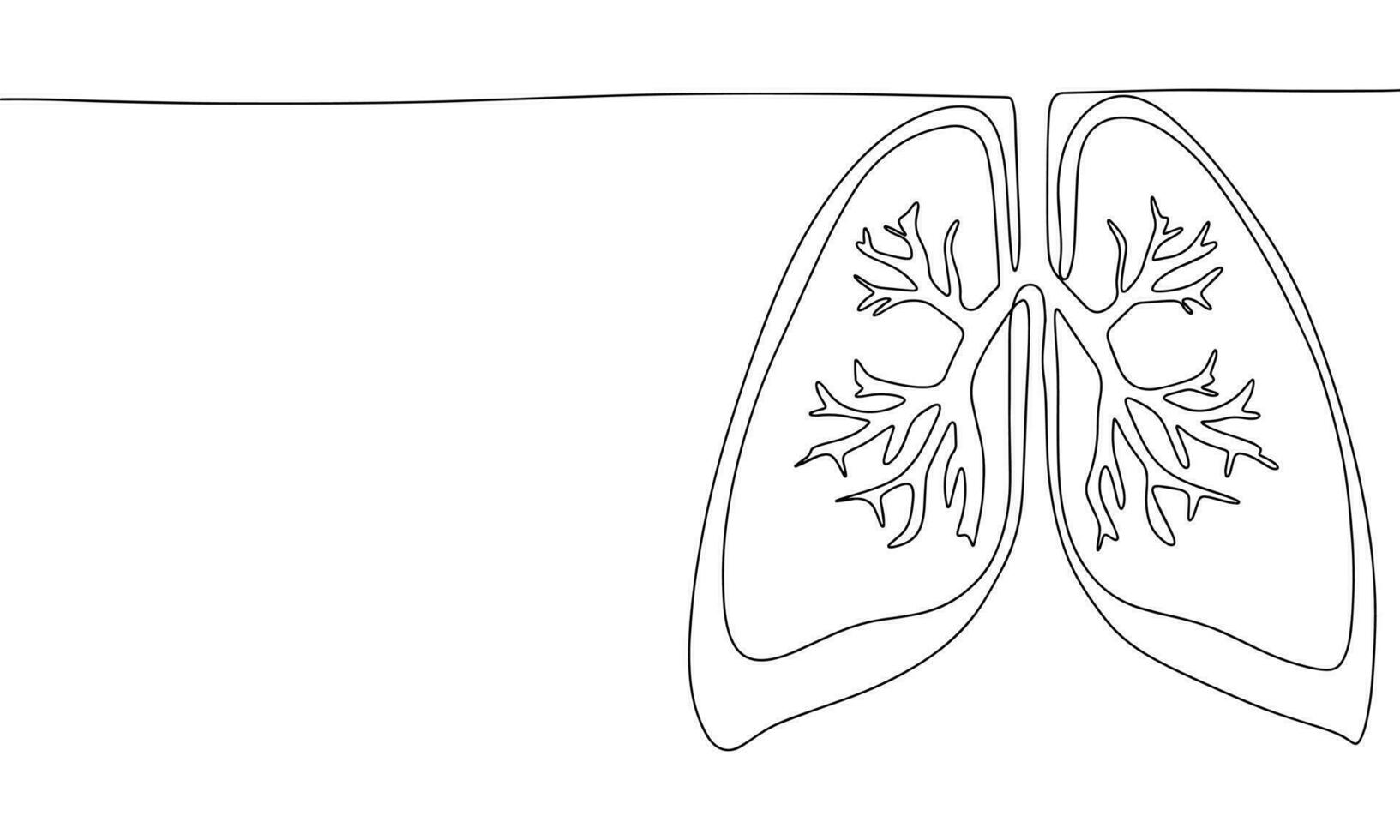 uno linea continuo polmoni. linea arte Salute bandiera concetto. mano disegnato, schema vettore illustrazione.