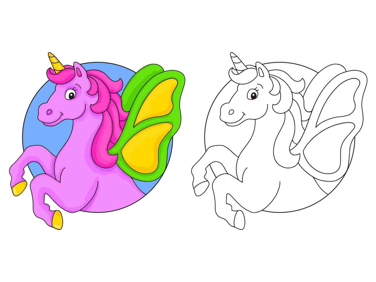 testa di unicorno di cavallo. pagina del libro da colorare per bambini. personaggio in stile cartone animato. illustrazione vettoriale isolato su sfondo bianco.