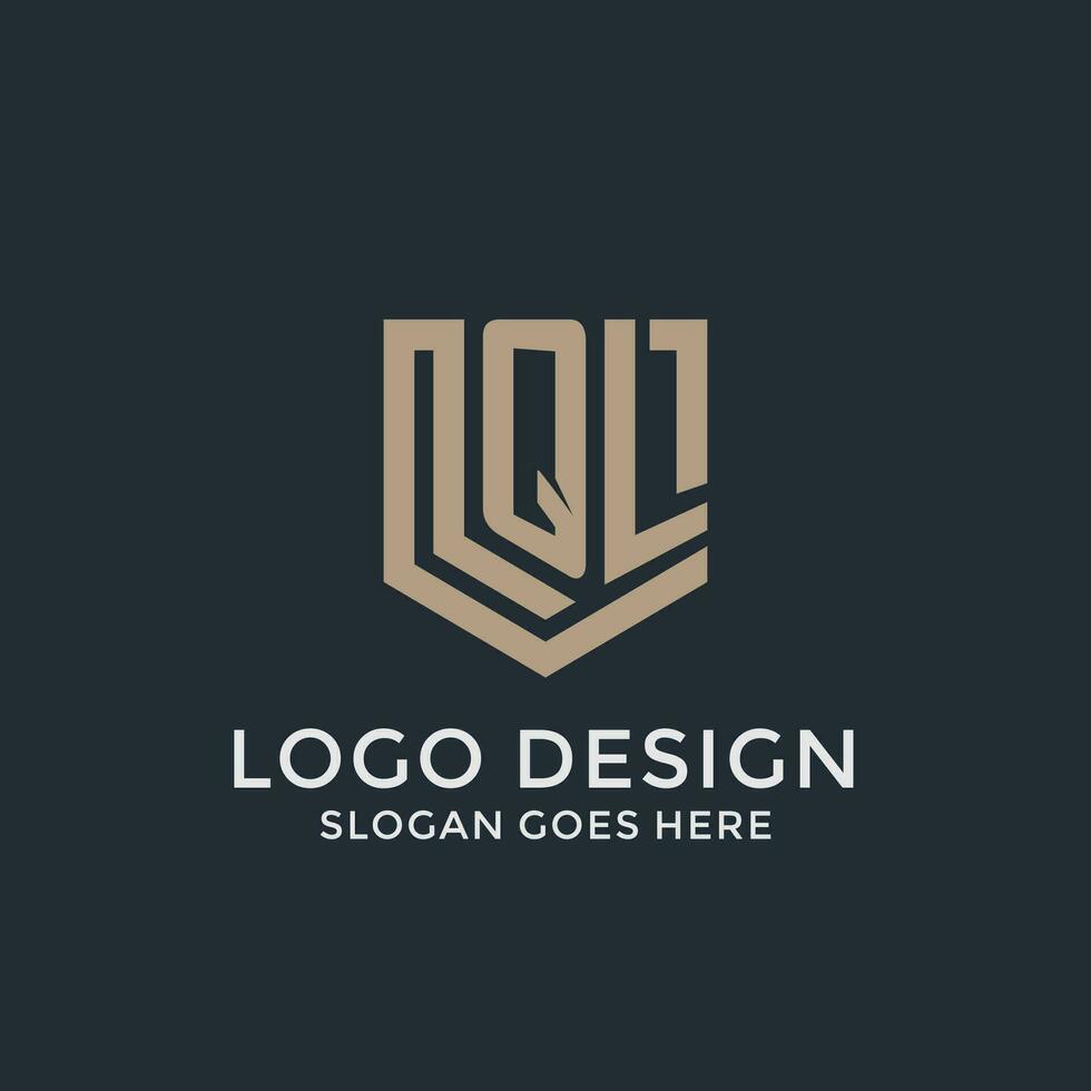 iniziale ql logo scudo guardia forme logo idea vettore