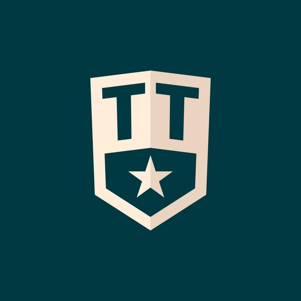 iniziale tt logo stella scudo simbolo con semplice design vettore
