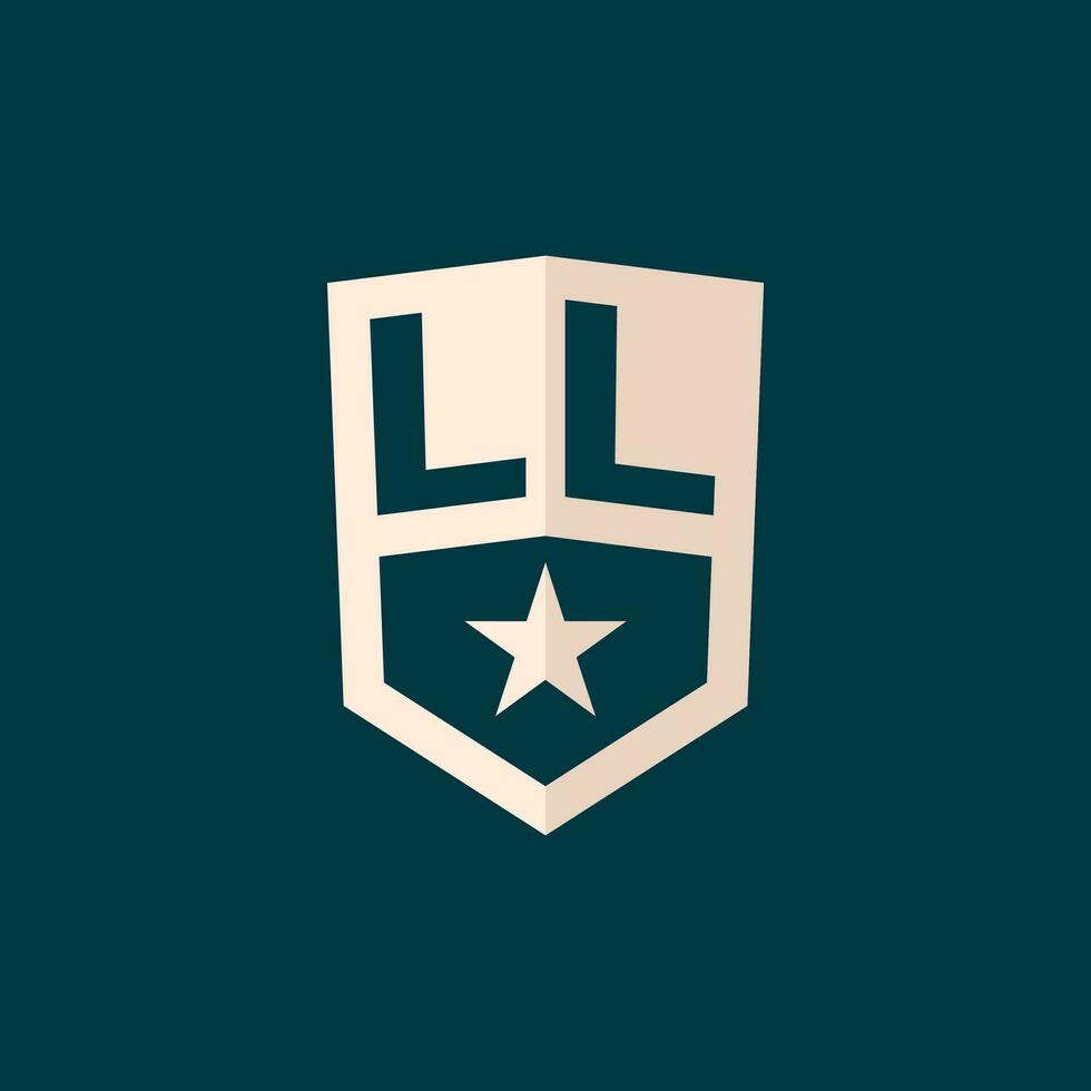 iniziale ll logo stella scudo simbolo con semplice design vettore