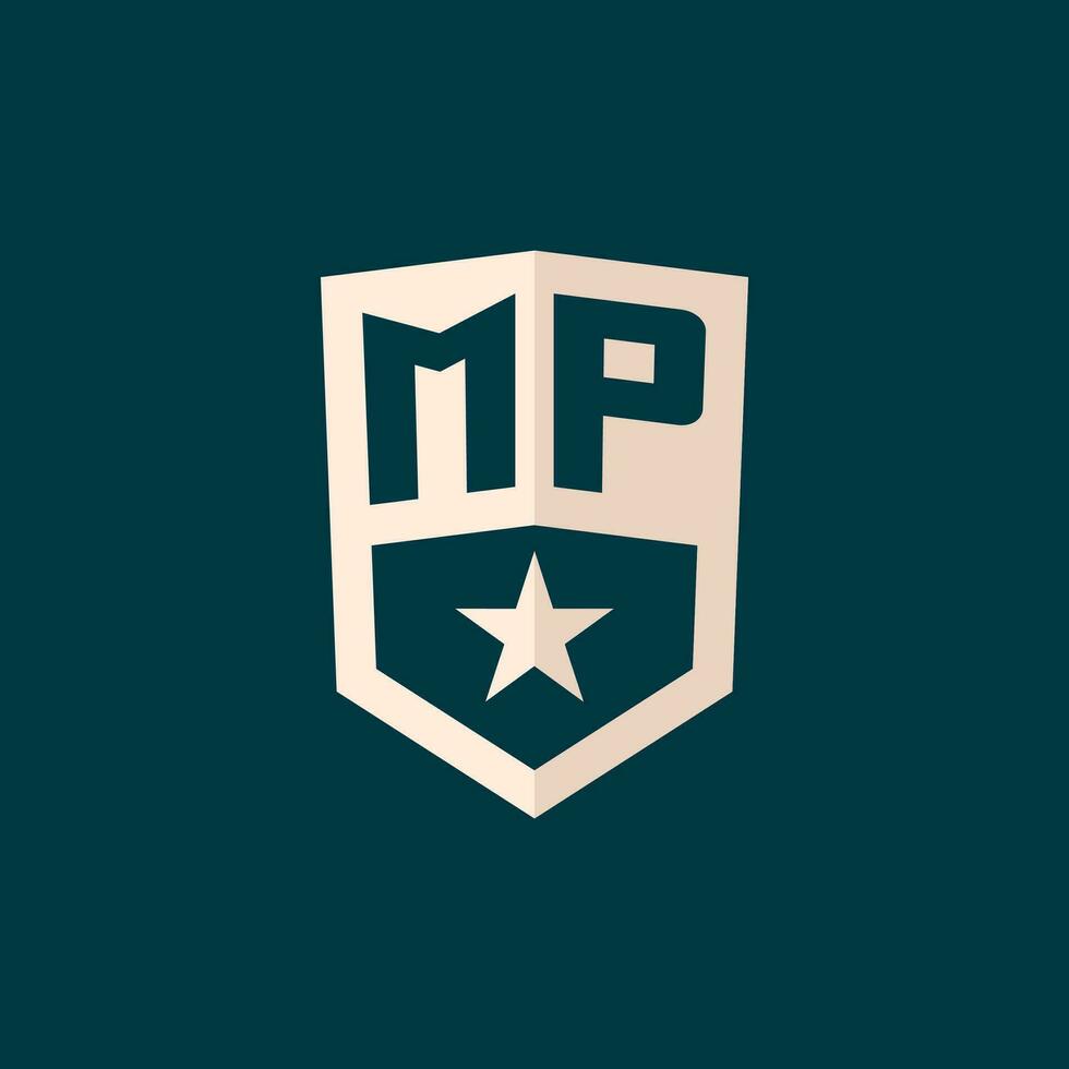 iniziale mp logo stella scudo simbolo con semplice design vettore