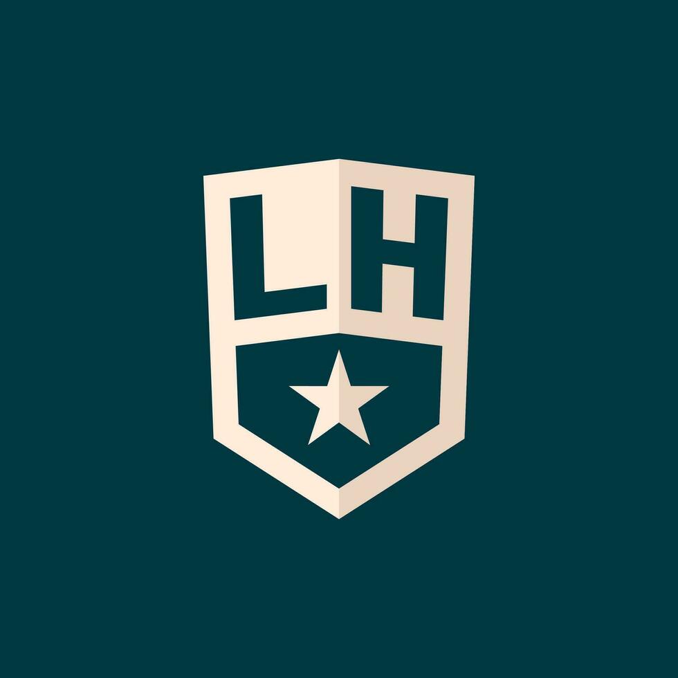 iniziale lh logo stella scudo simbolo con semplice design vettore