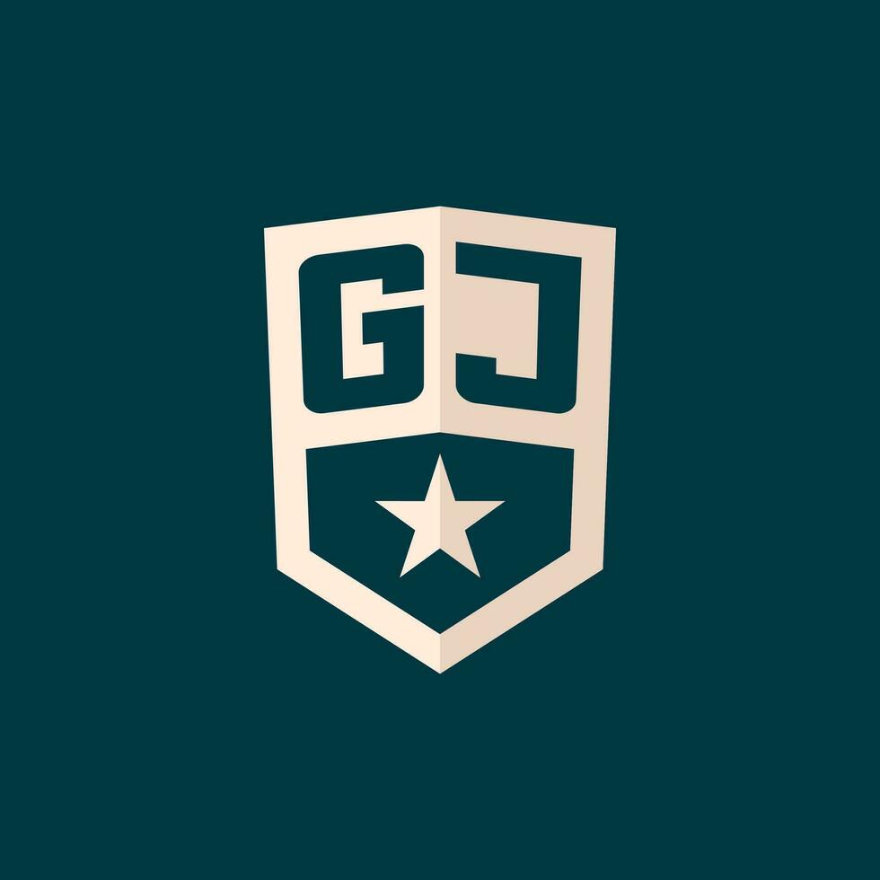 iniziale gj logo stella scudo simbolo con semplice design vettore
