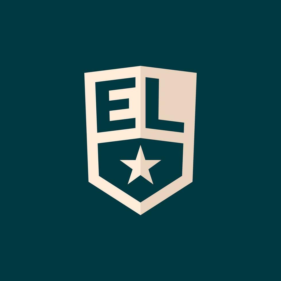 iniziale EL logo stella scudo simbolo con semplice design vettore