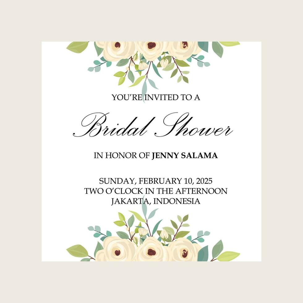 bridal doccia inviti, bianca rosa fiore decorazioni, nozze inviti, saluto carte vettore