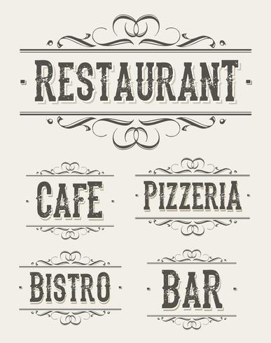 Banner vintage ristorante e pizzeria vettore