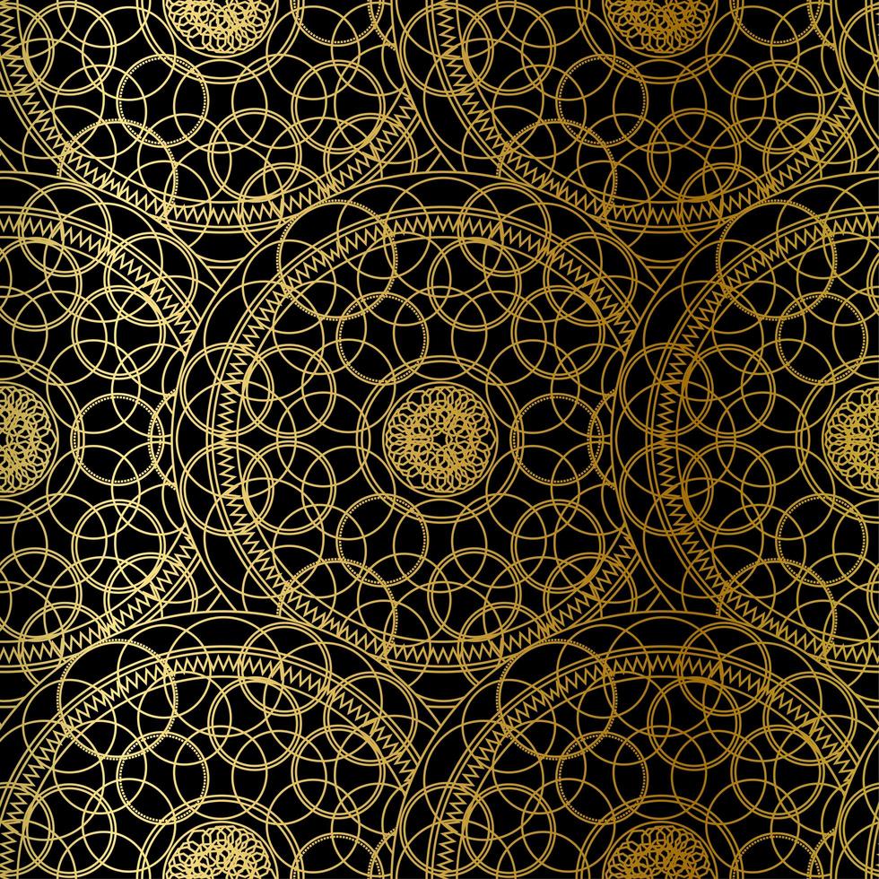 golden luxury art mandala boho seamless pattern vettore