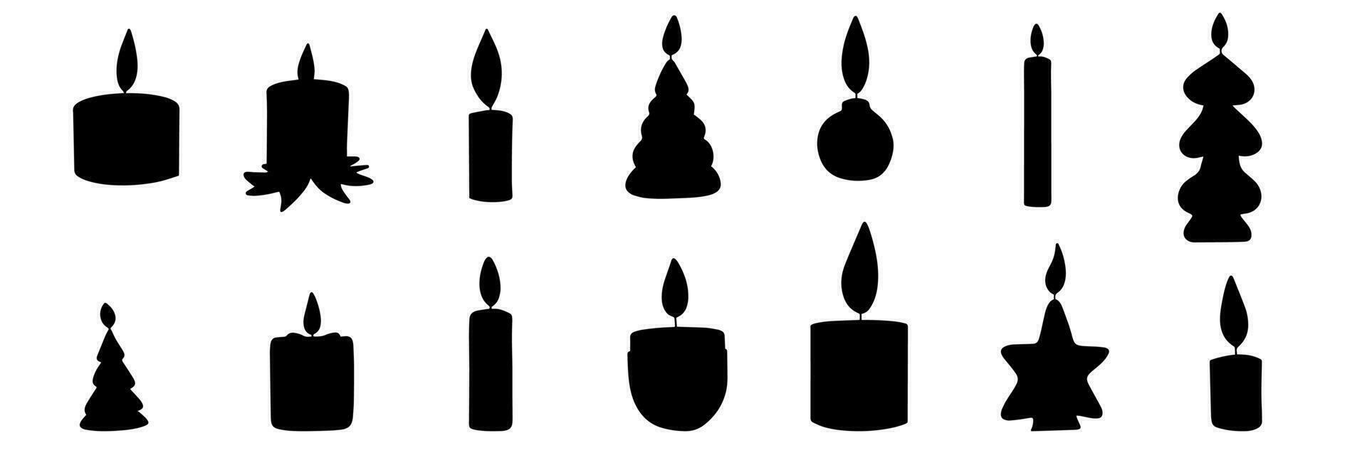 collezione di Natale candele silhouette. candela silhouette per Natale vacanza. vettore illustrazione.