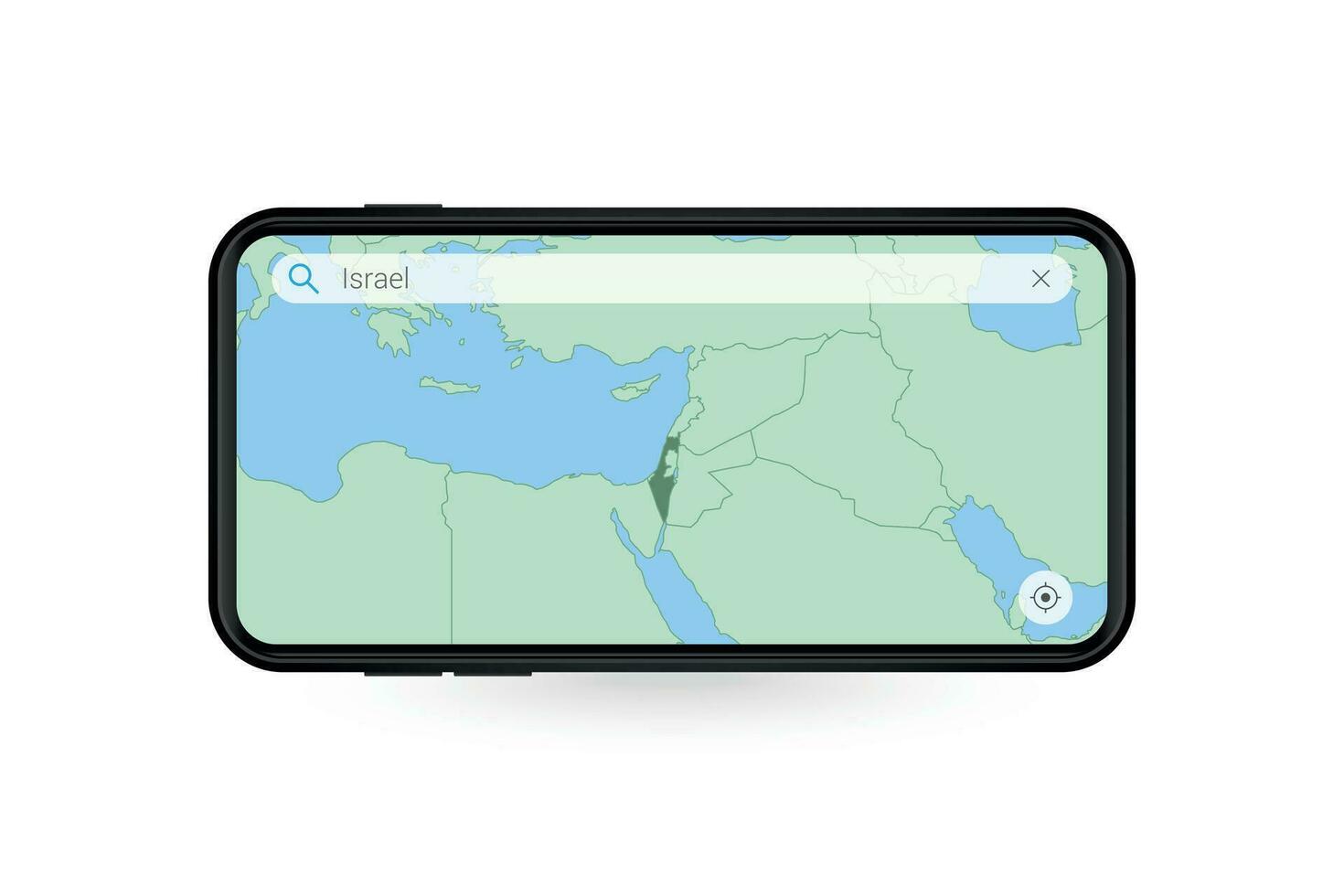 ricerca carta geografica di Israele nel smartphone carta geografica applicazione. carta geografica di Israele nel cellula Telefono. vettore