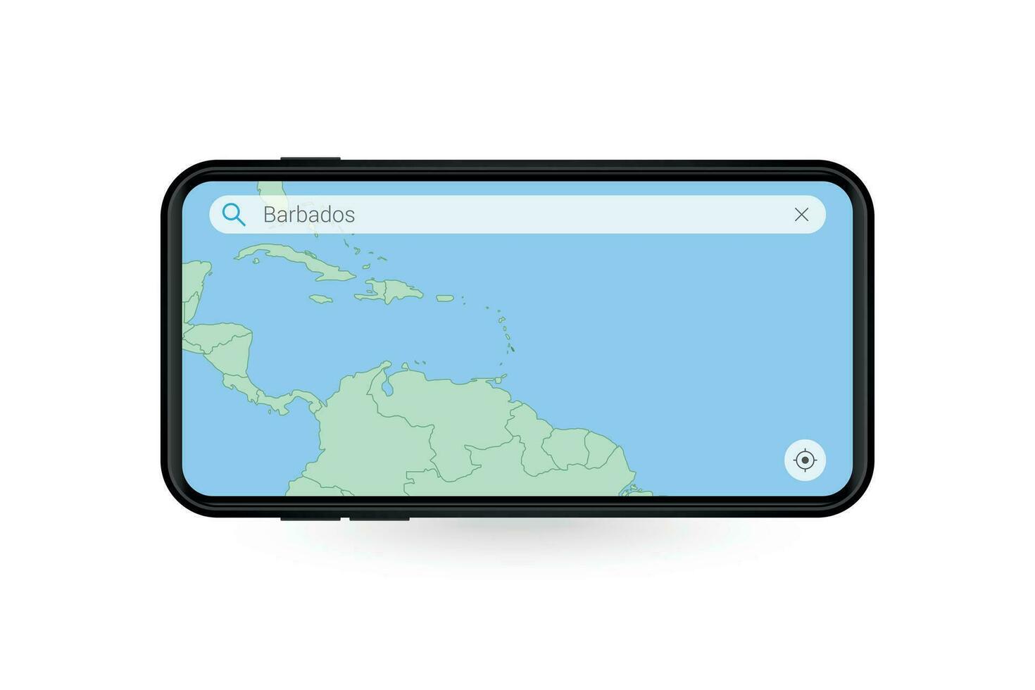 ricerca carta geografica di barbados nel smartphone carta geografica applicazione. carta geografica di barbados nel cellula Telefono. vettore