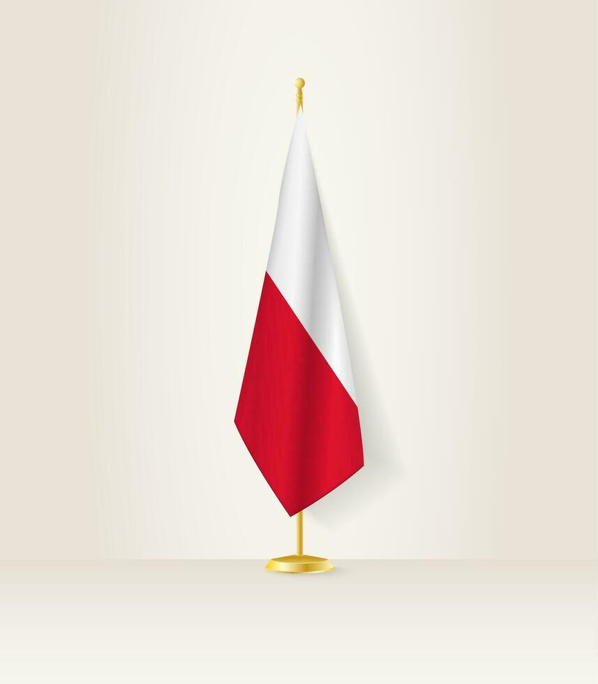 Polonia bandiera su un' bandiera In piedi. vettore