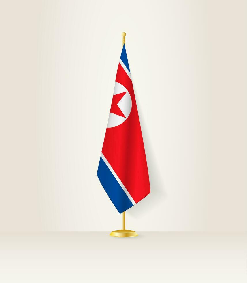 nord Corea bandiera su un' bandiera In piedi. vettore