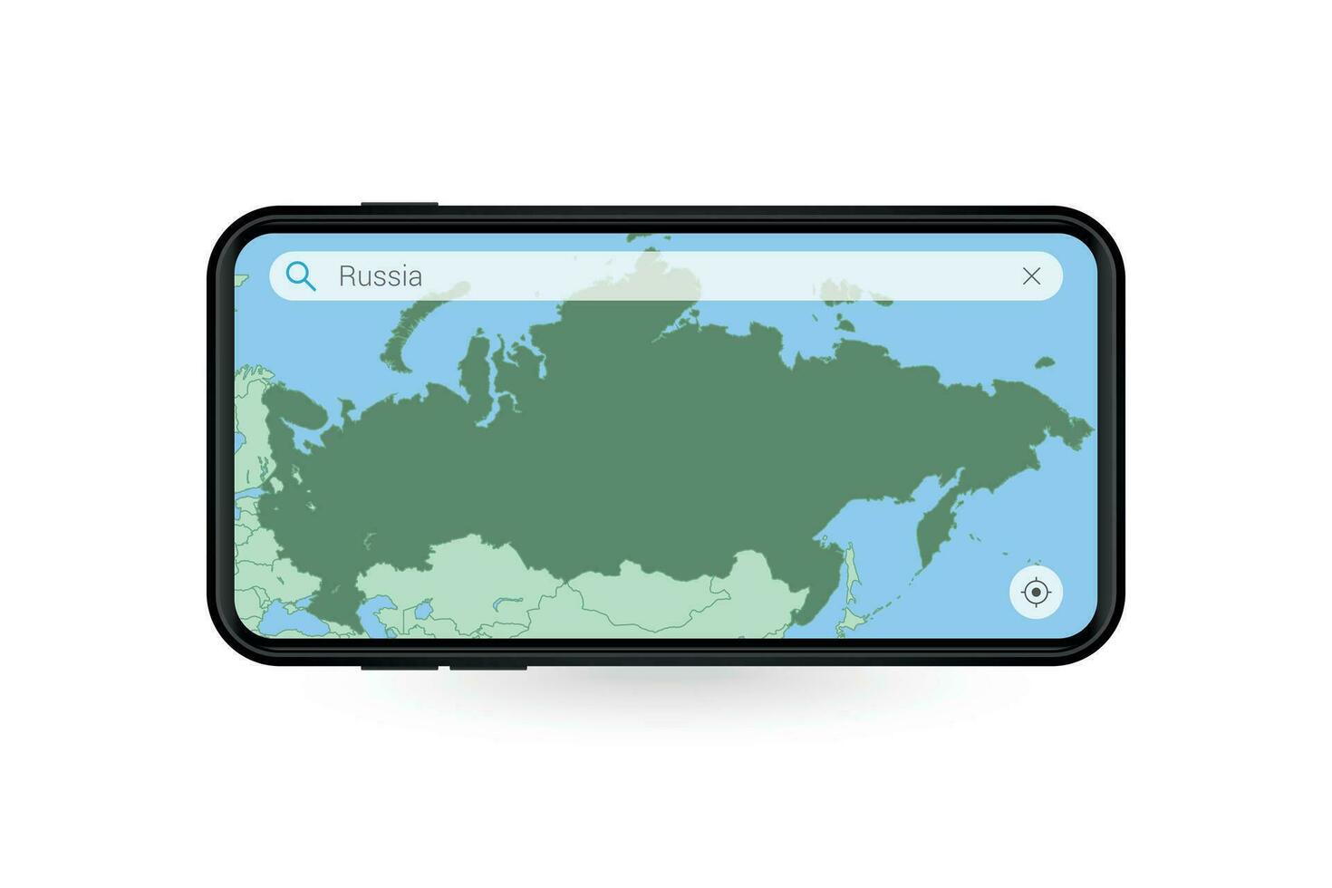 ricerca carta geografica di Russia nel smartphone carta geografica applicazione. carta geografica di Russia nel cellula Telefono. vettore