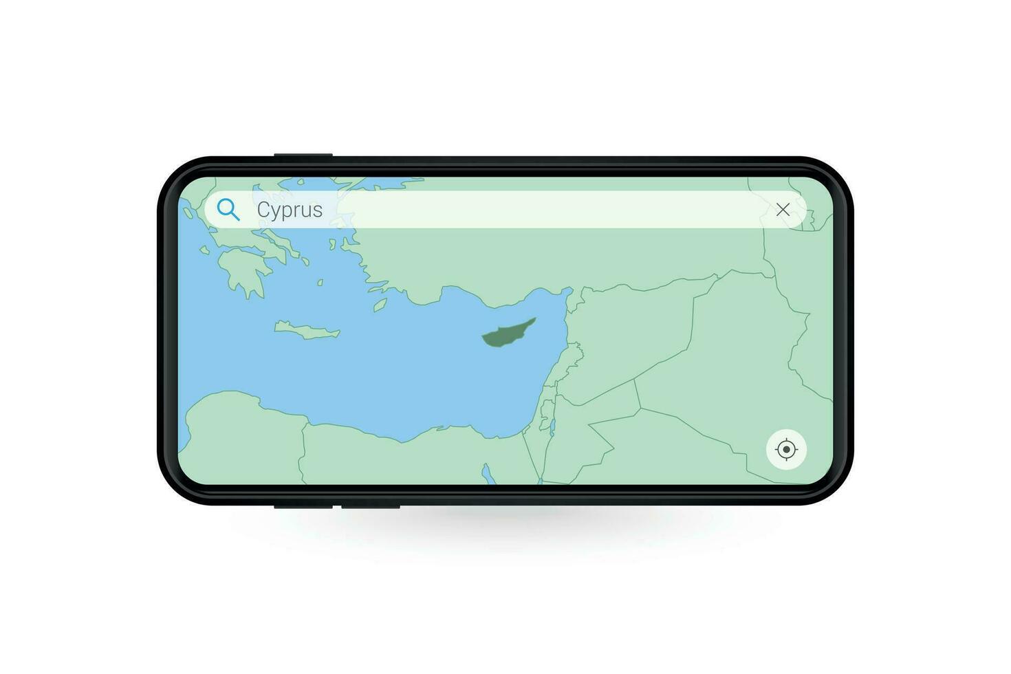 ricerca carta geografica di Cipro nel smartphone carta geografica applicazione. carta geografica di Cipro nel cellula Telefono. vettore
