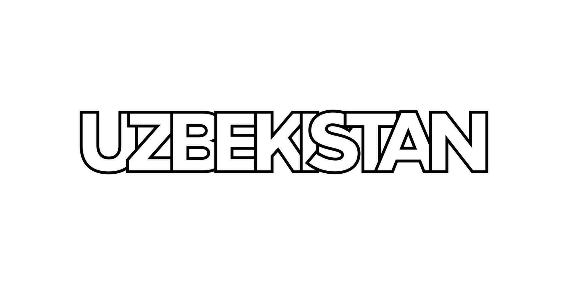 Uzbekistan emblema. il design Caratteristiche un' geometrico stile, vettore illustrazione con grassetto tipografia nel un' moderno font. il grafico slogan scritta.