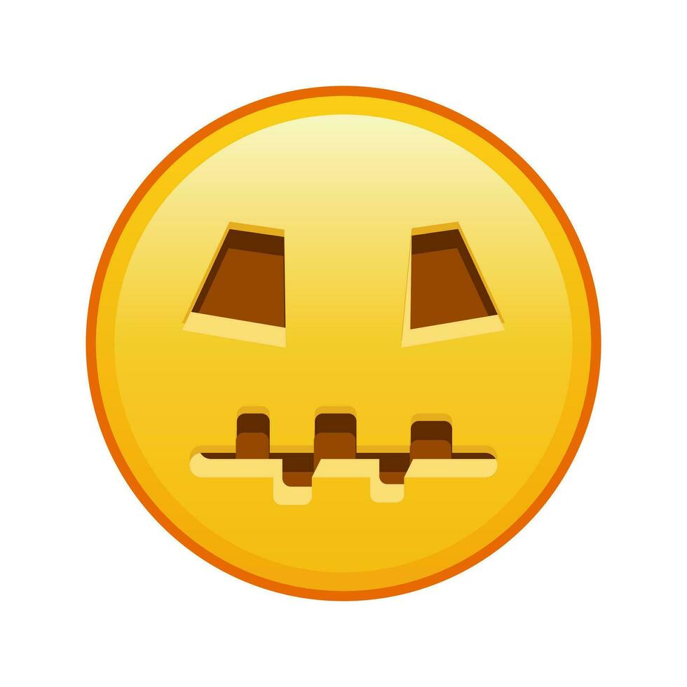 pauroso Halloween viso grande dimensione di giallo emoji Sorridi vettore