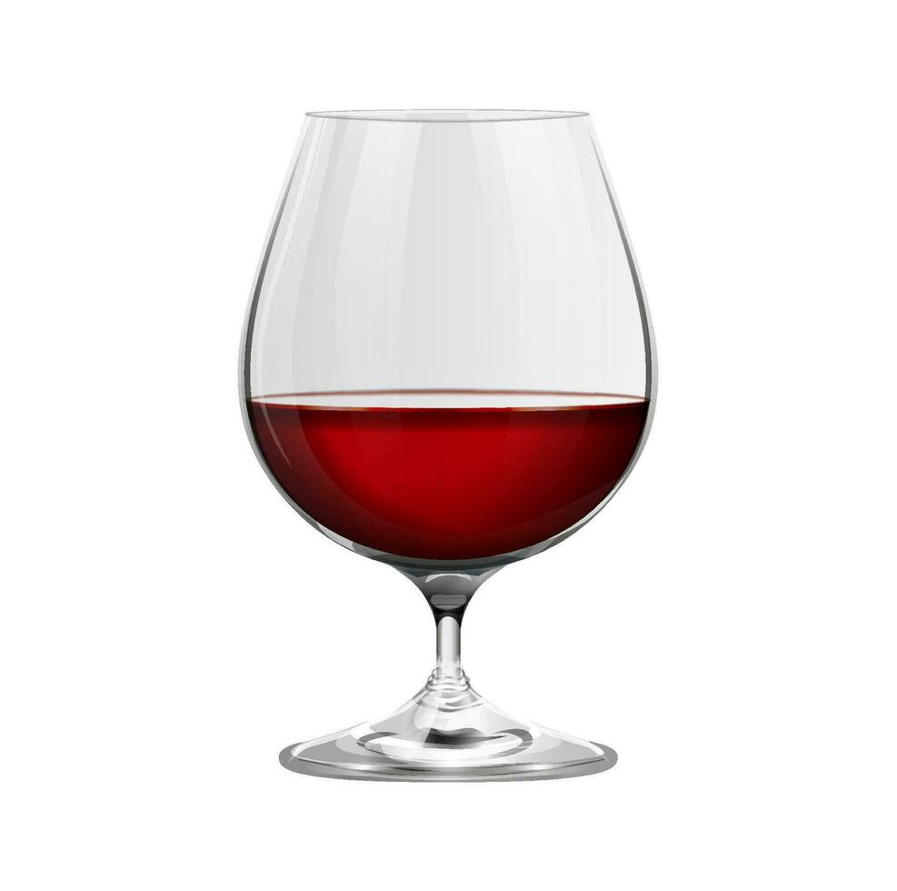 realistico bicchiere con rosso Cognac o Brandy isolato su bianca sfondo vettore