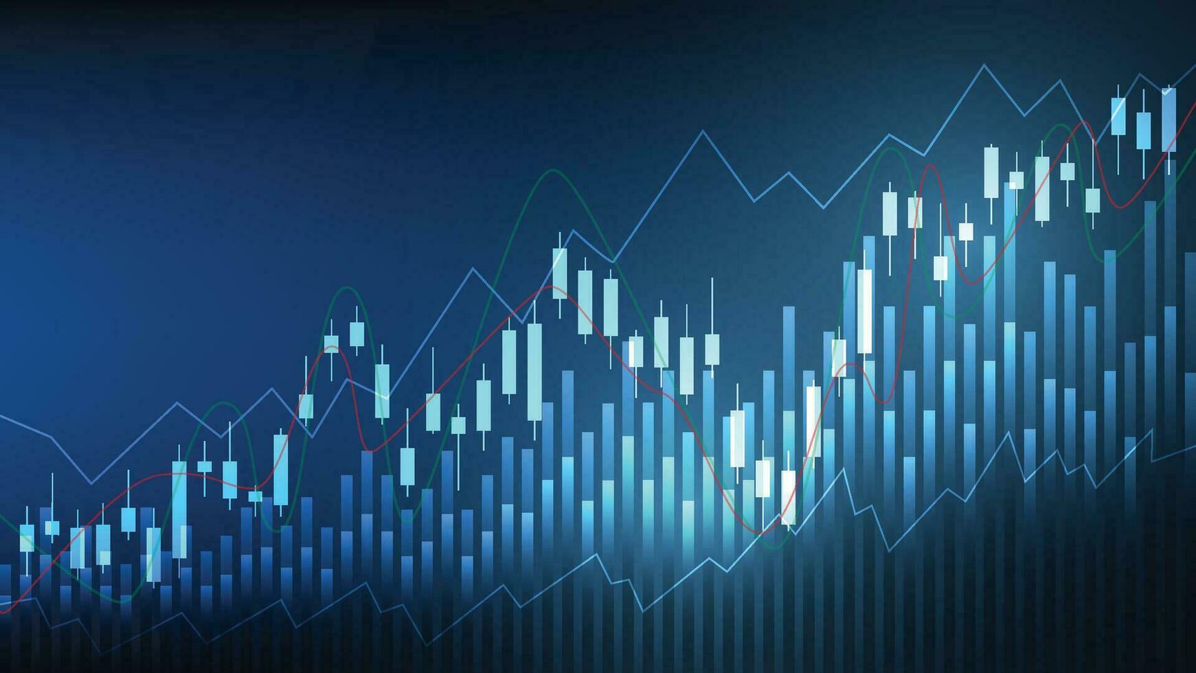 finanziario attività commerciale statistica con bar grafico e candeliere grafico mostrare azione mercato prezzo su buio sfondo vettore