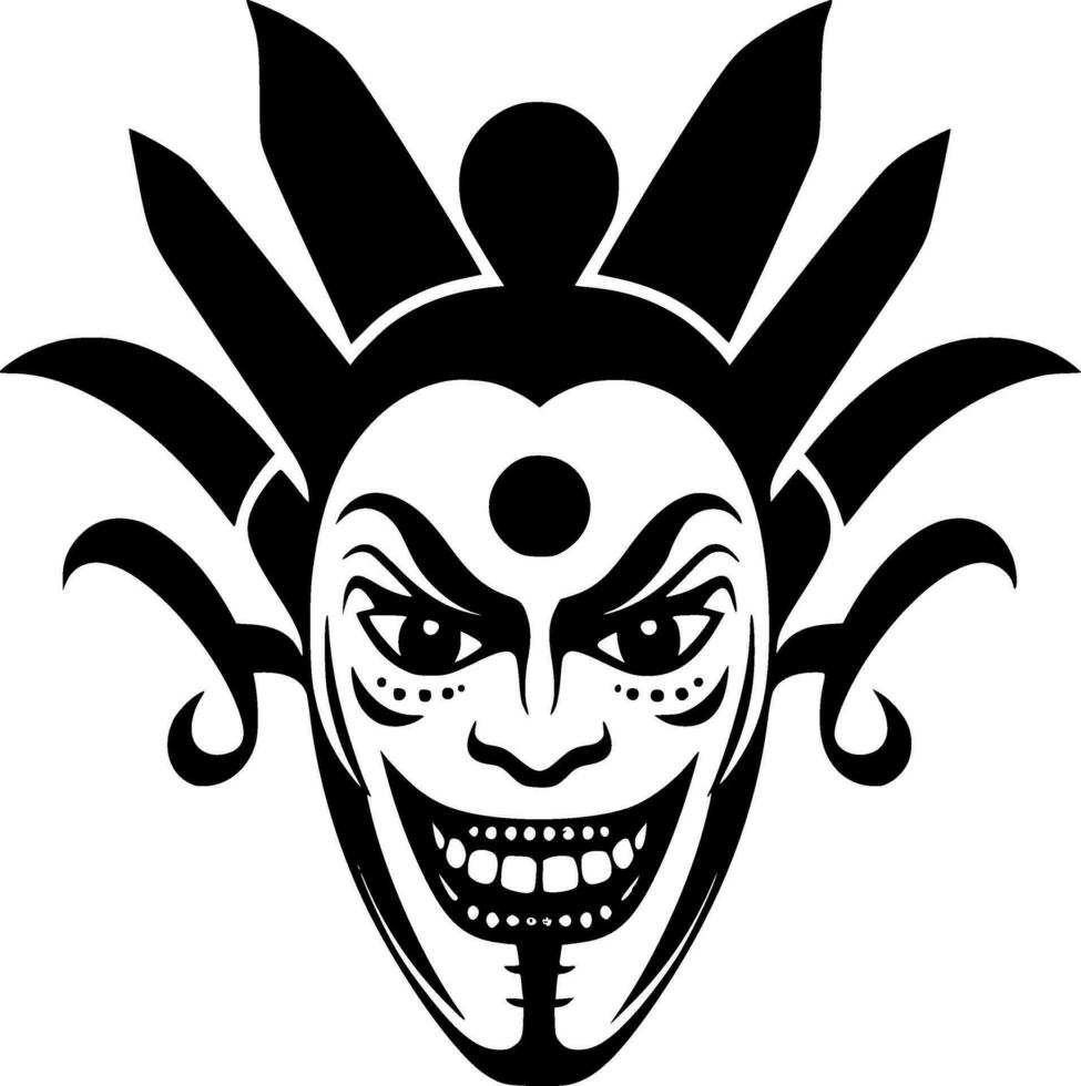clown - nero e bianca isolato icona - vettore illustrazione