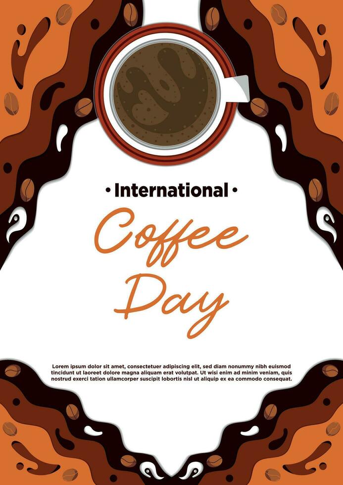 manifesto modello carta tagliare internazionale caffè giorno con semplice stile vettore illustrazione