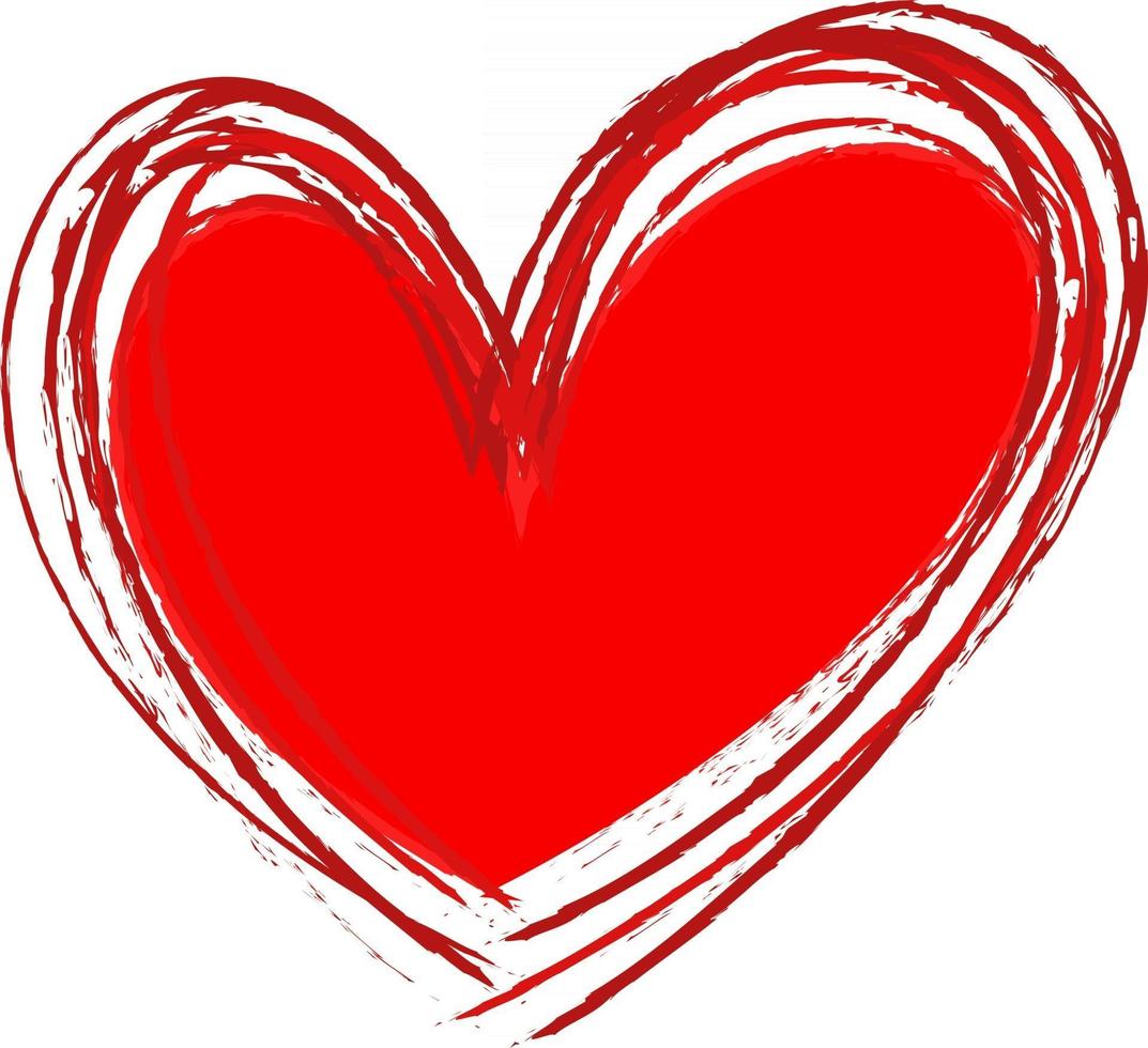 cuore rosso disegnato a mano isolato vettore