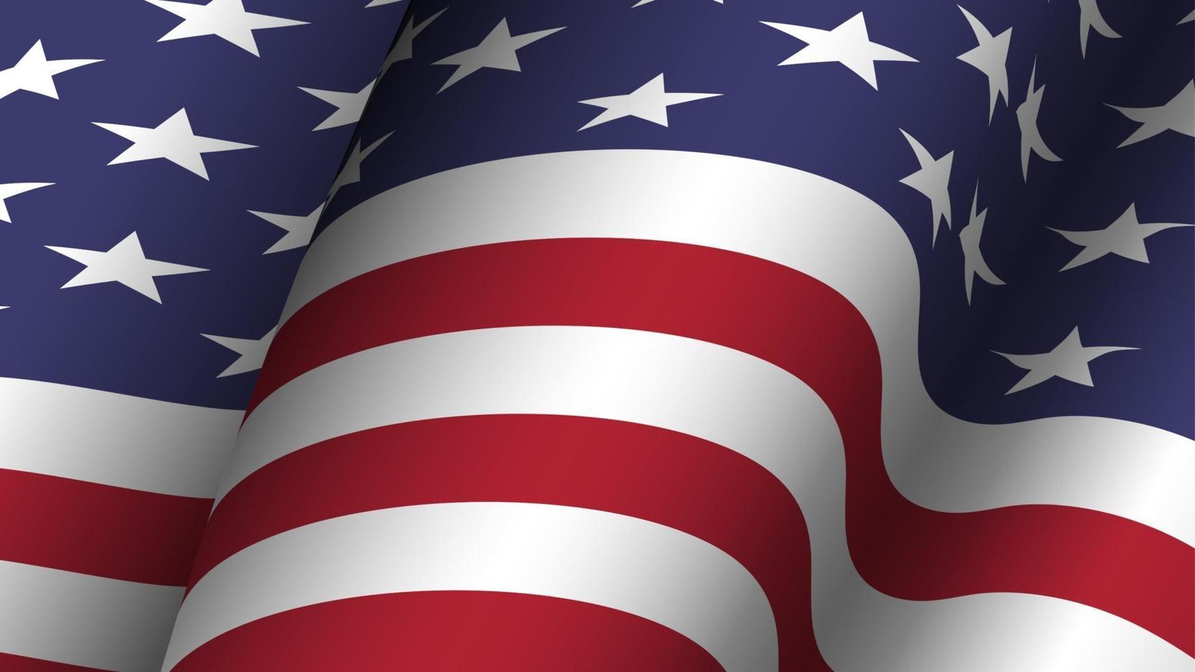 collezione di sfondo bandiera america. disegno ondeggiante. rapporto 16 - 9 . 4 luglio concetto di festa dell'indipendenza. vettore
