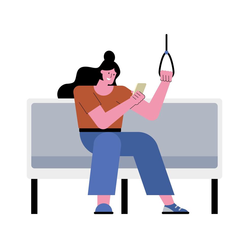 donna seduta in metropolitana vettore