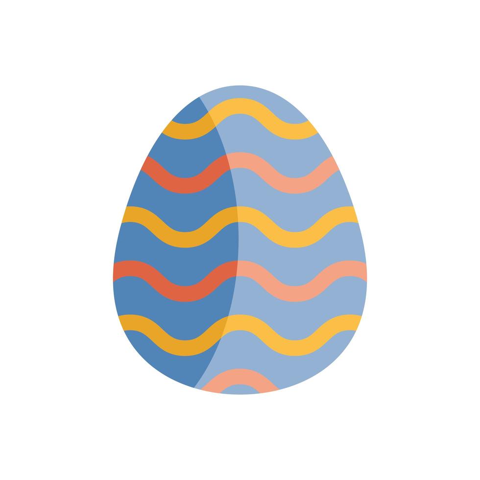 uovo blu dipinto con onde stagione pasquale vettore