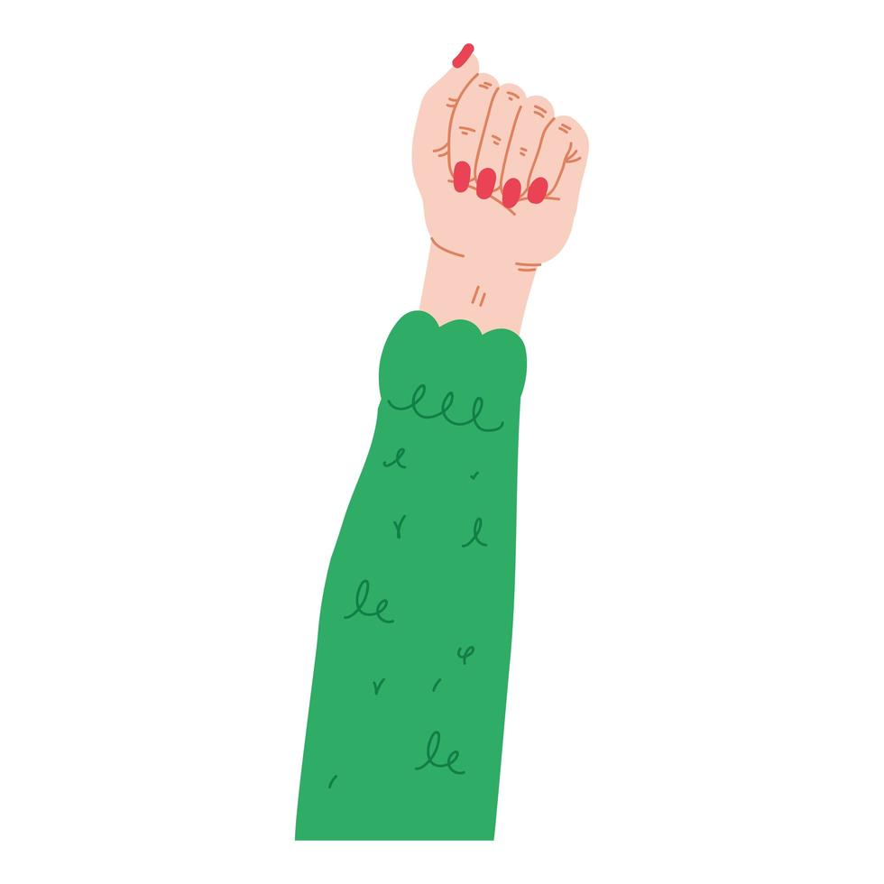mano umana con manica lunga verde vettore
