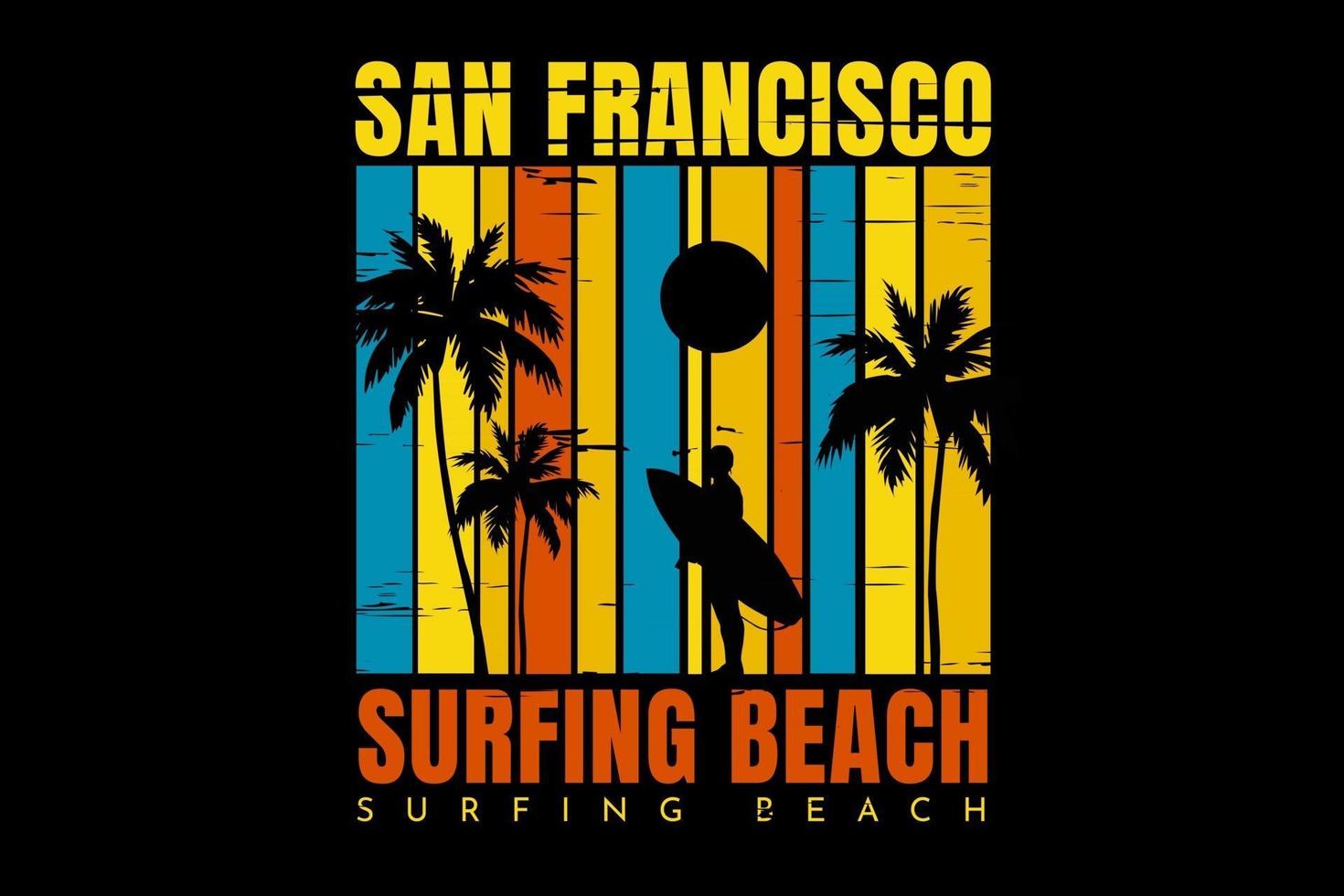 t-shirt san francisco surf beach stile retrò bellissima vettore