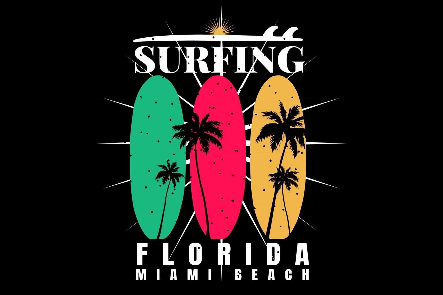 t-shirt suft florida beach tramonto stile retrò vettore