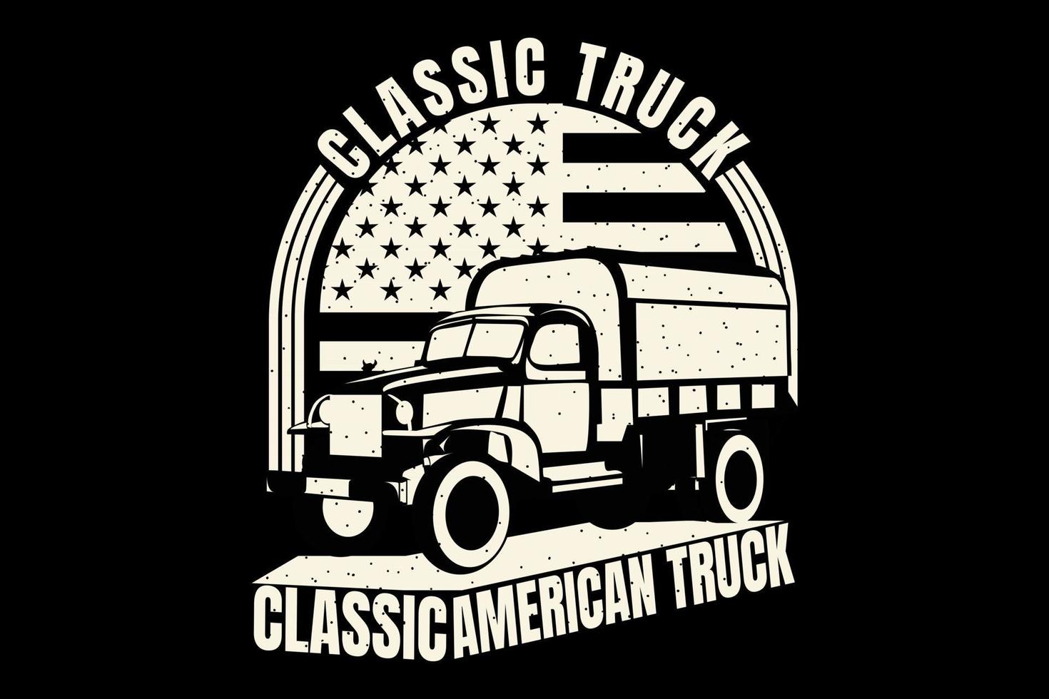 t-shirt silhouette camion classico bandiera americana vintage vettore