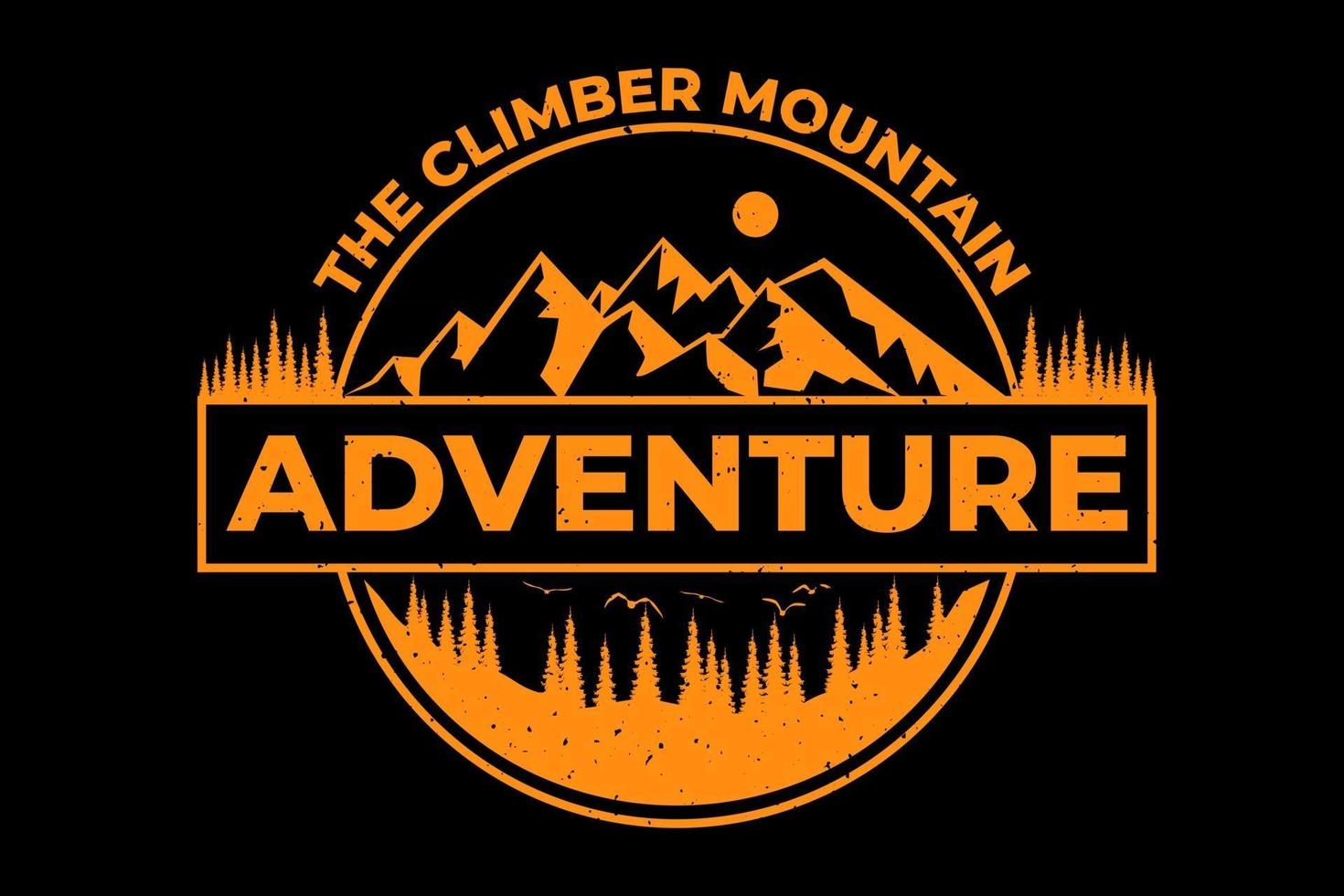 t-shirt avventura alpinista pino mugo vintage vettore