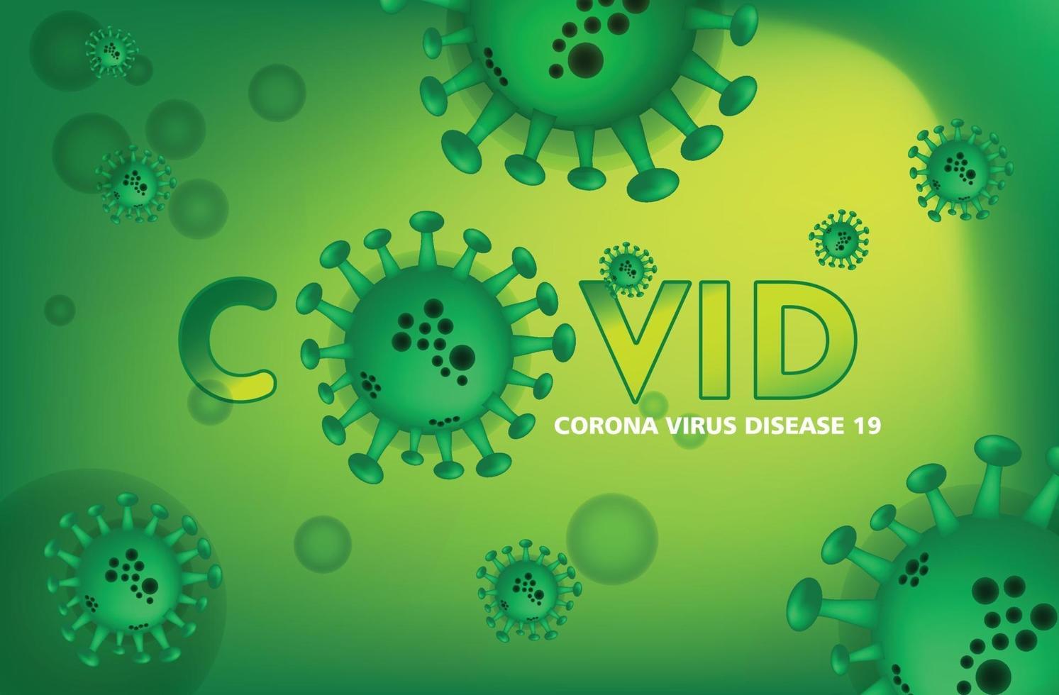 sfondo del virus corona con colore verde vettore