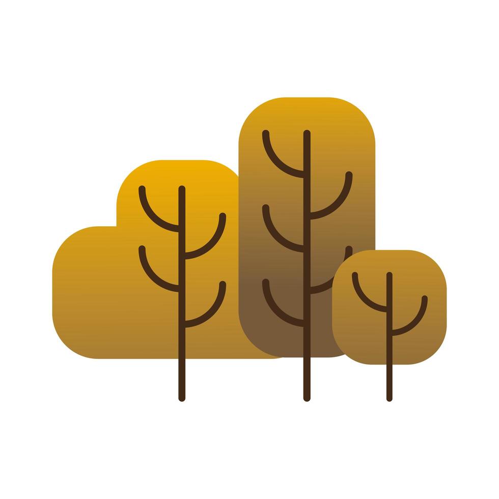 alberi gialli piante foresta icone isolate vettore