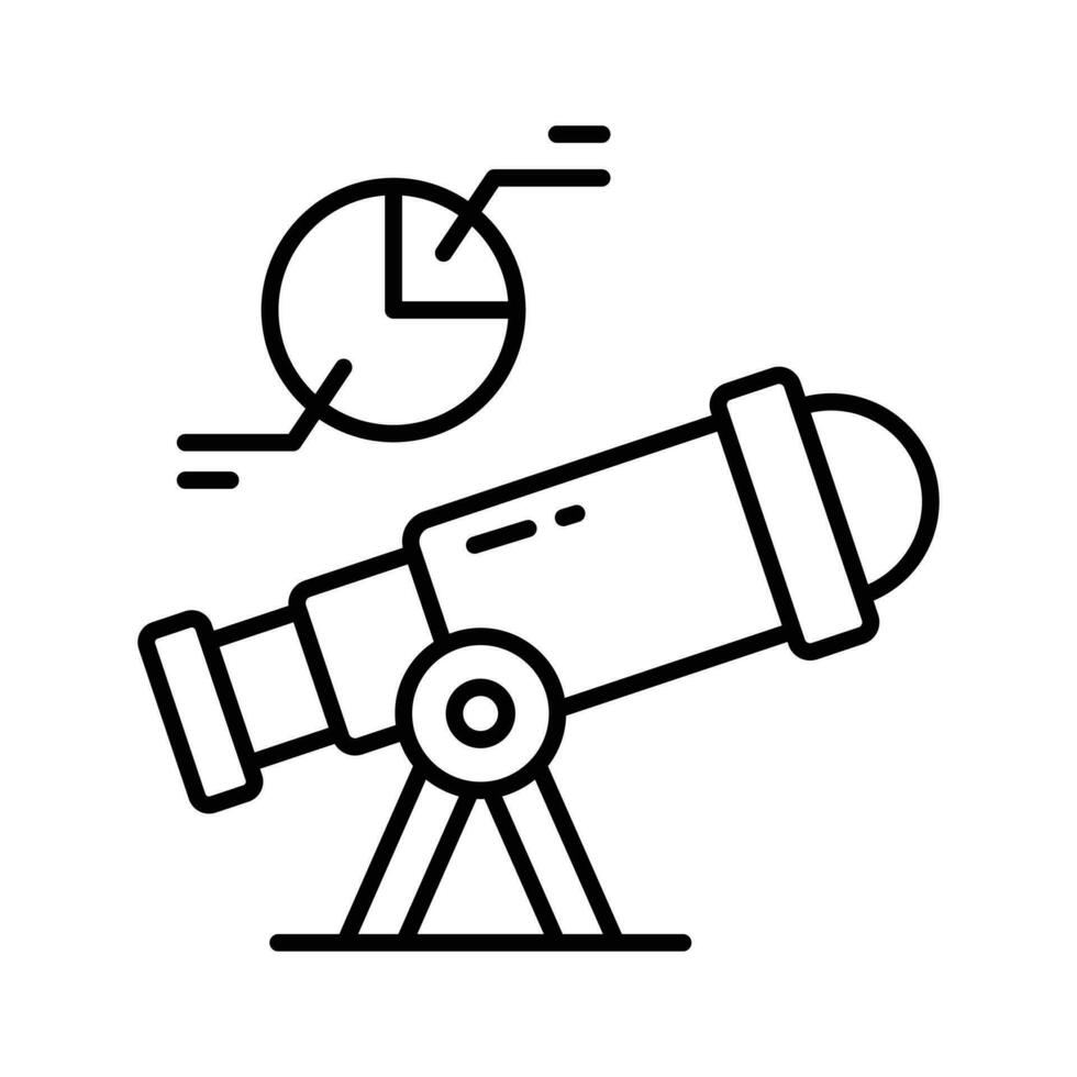 telescopio con torta diagramma mostrando predittivo analisi concetto vettore