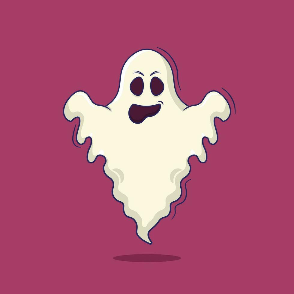 pauroso fantasma cartone animato vettore illustrazione su Halloween