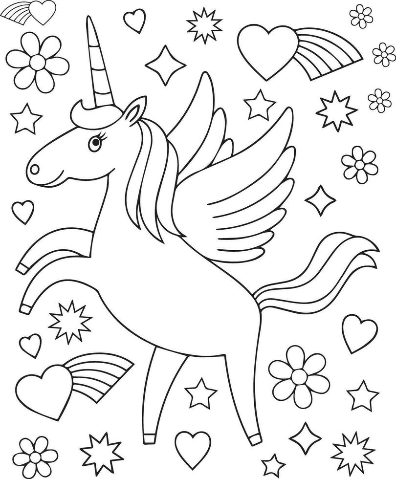 vettore unicorno testa con fiori ghirlanda colorazione pagina- unicorno colorazione libro