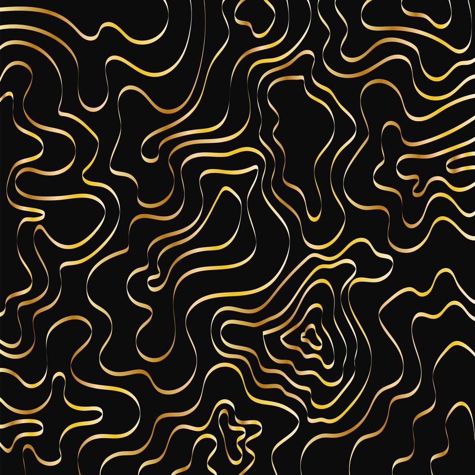 sfondo astratto lineare oro liquido su nero, carta da parati fluida di design vettore
