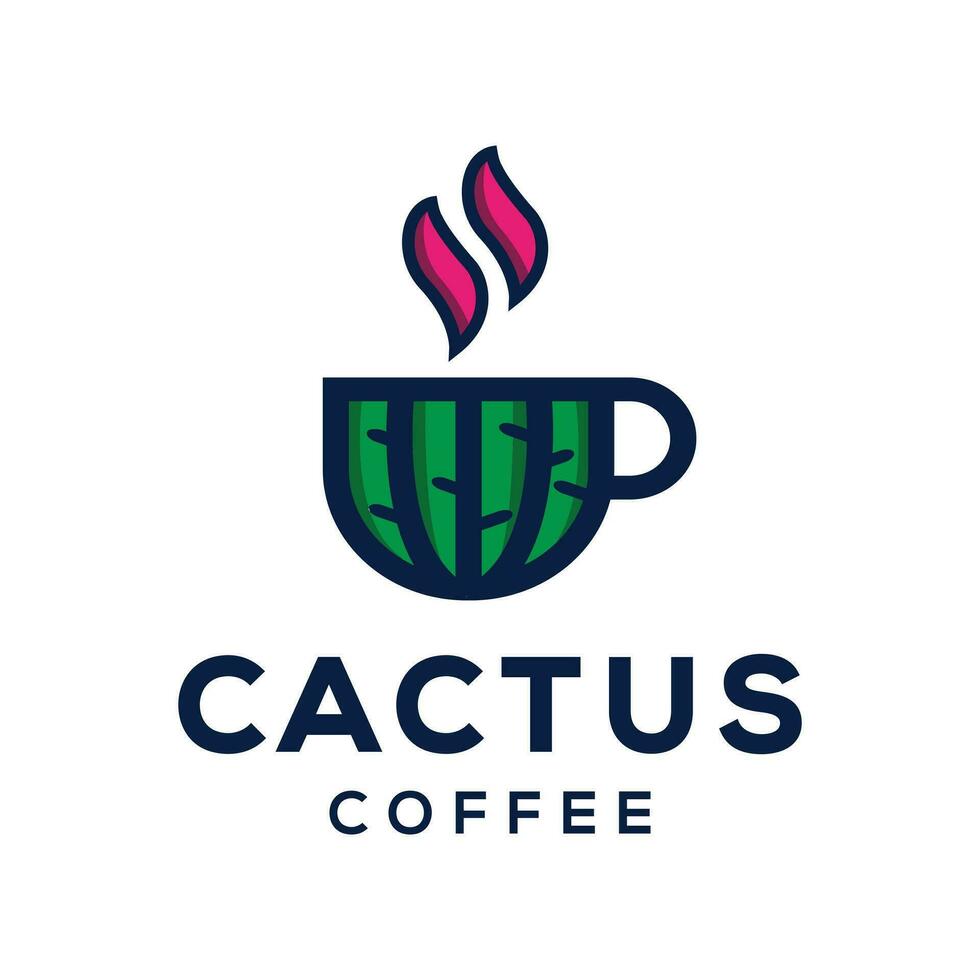 cactus caffè logo design modello vettore